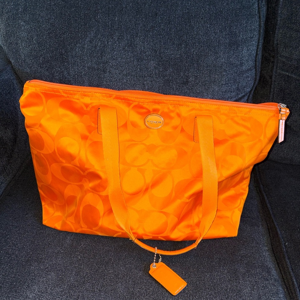 Coach Orange Signature Jacquard Tote